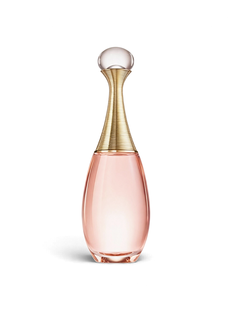 euaden Dior J'adore EDT 100 ml kadın parfümü, ikonik altın detaylı şişesi ve zarif pembe cam tasarımıyla