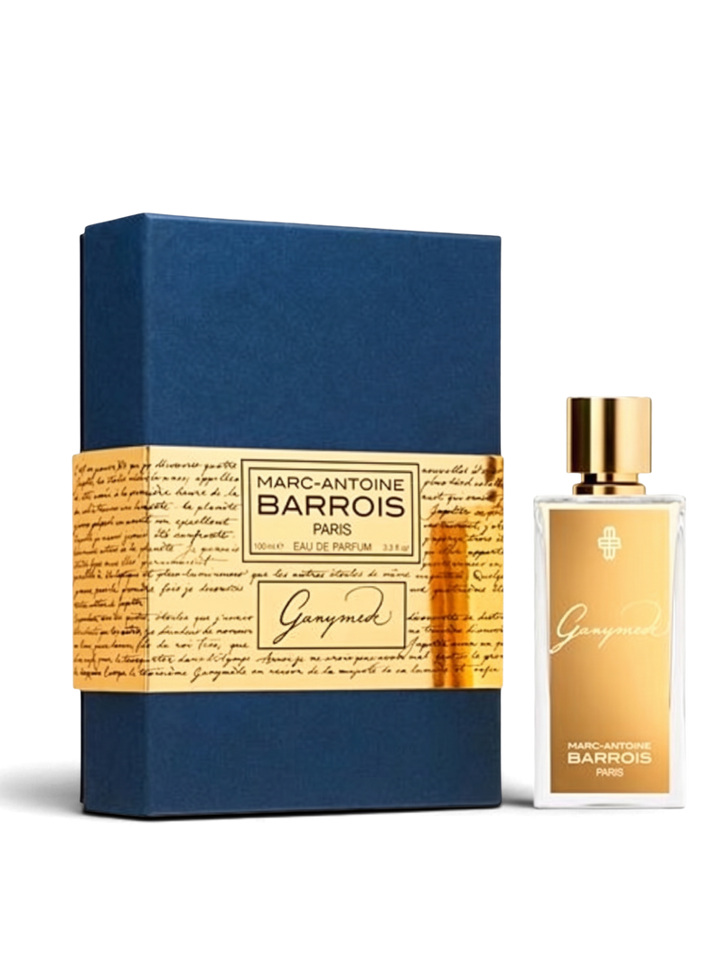 euaden MARC-ANTOINE BARROIS Ganymede 100ml unisex parfüm, altın detaylı şık şişesi ve özel lacivert kutusu ile.