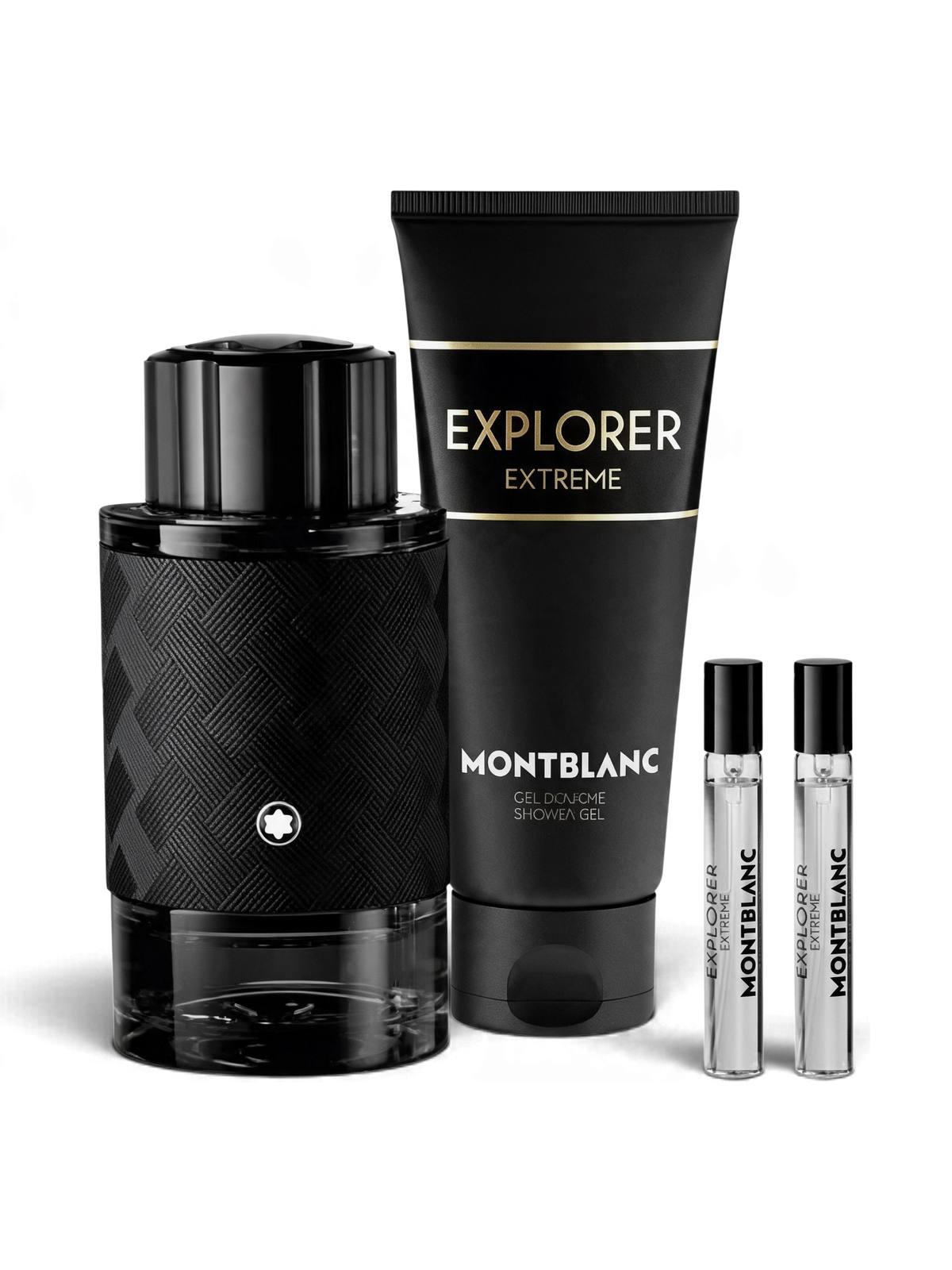 euaden Montblanc Explorer Extreme erkek parfüm hediye seti, 100ml parfüm, duş jeli ve iki adet seyahat boyu içerir.